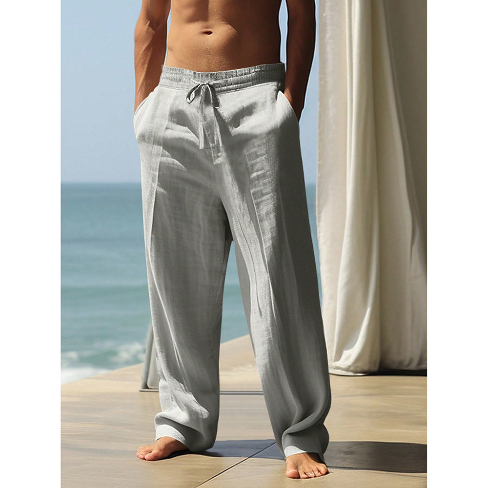 TIMU Men's Casual Linen Pants, Cotton Linen, Loose Fit, Breathable Long Pants, Available for Spot Import, Cross-Border, Independent Websites, Wish, AliExpress. - Image 9