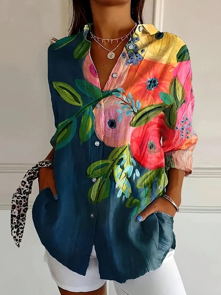 2024 New Women's Long Shirt, Summer European and American Trendy Short-Sleeve Floral Print 3D Short Sleeve Fashion - Image 16