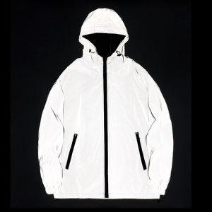 New cross-border style reflective hooded jacket for men, trendy brand, sportswear, student, windbreaker, class uniform, couple outfit, trench coat