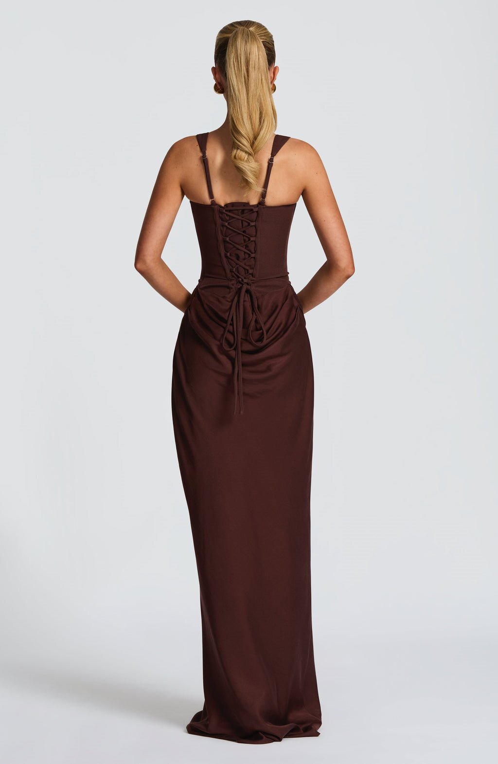 European and American style women's casual long-sleeved slim-fit herringbone pure and sexy suspender long dress slim solid color hip-hugging dress - Image 15