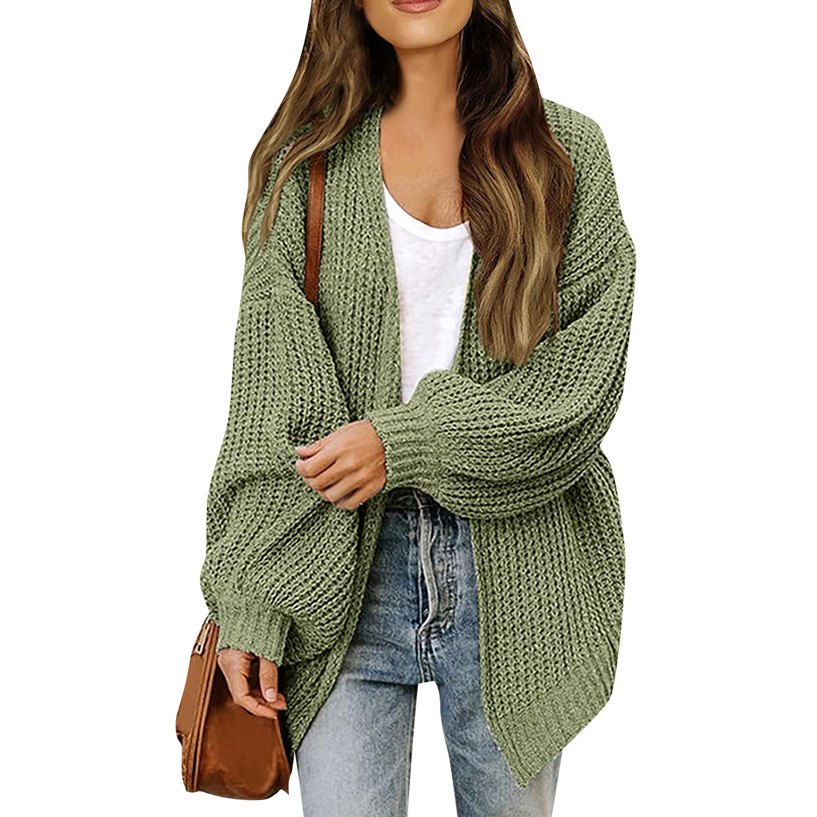 Amazon export women's lantern sleeve chunky knit cardigan 2026 autumn and winter new pocket knit sweater women's coat - Image 11