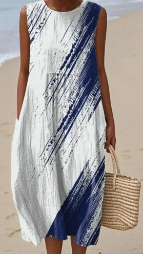 2025 European and American spring and summer new sleeveless casual printed temperament long dress slim small fresh casual dress - Image 29