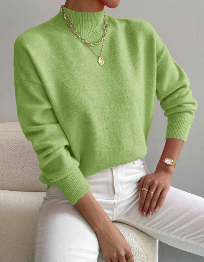 Cross-border autumn and winter turtleneck pullover long-sleeved sweater Amazon foreign trade women's fashion solid color loose knitted top - Image 11