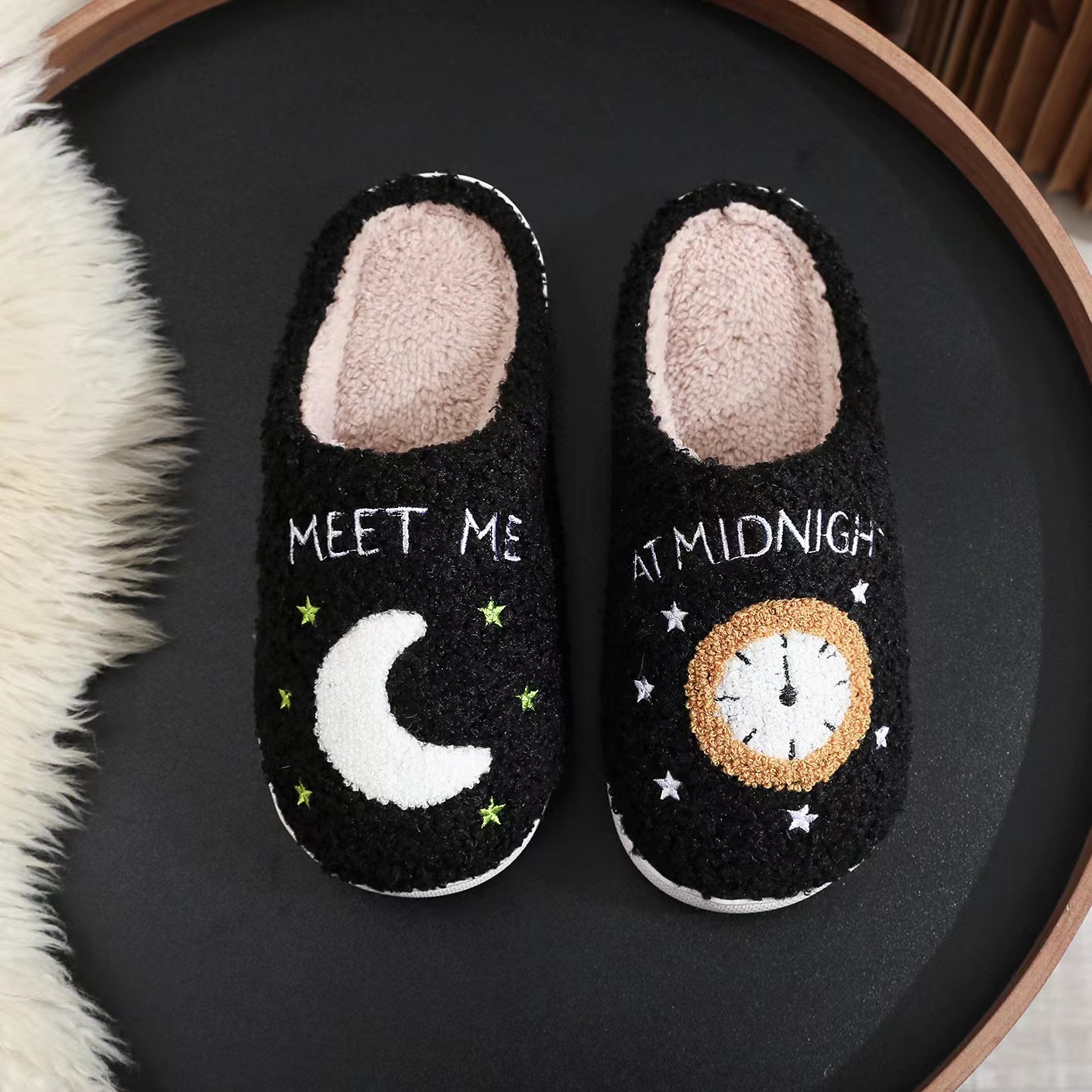 Cross-border popular moon cotton slippers for women wholesale indoor home moon clock couple indoor warmth - Image 4