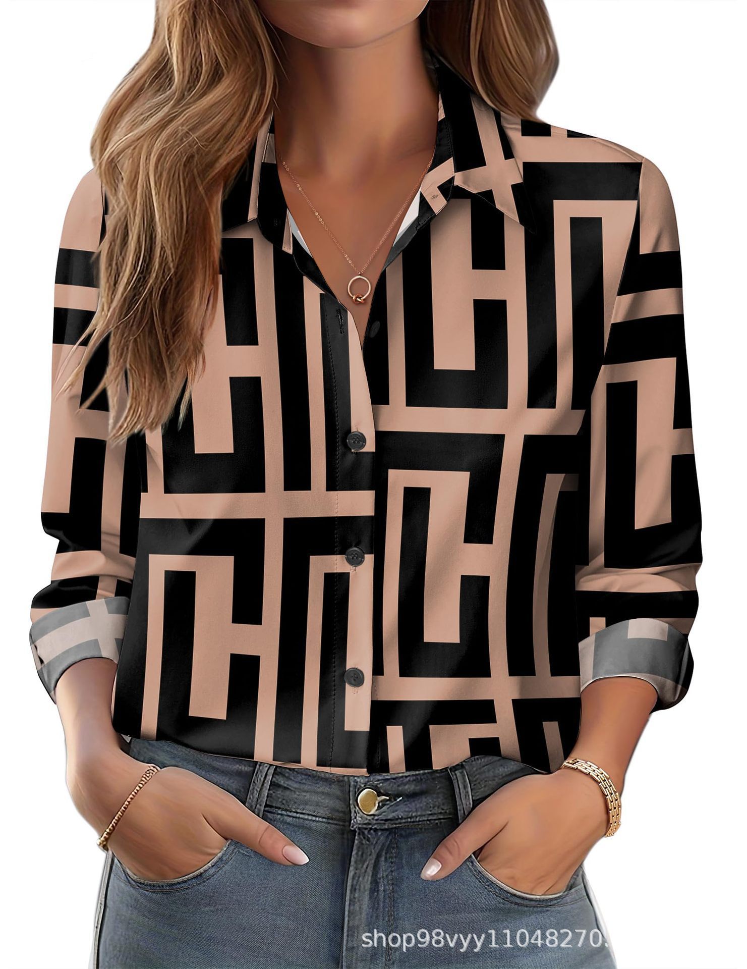 Women's 3D Printed Floral Loose-fitting Shirt, European and American Style, for Cross-border E-commerce AliExpress Independent Website - Image 45