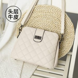 Factory wholesale genuine leather women's bag three-layer large capacity 2024 new fashion diamond first layer cowhide shoulder messenger bag