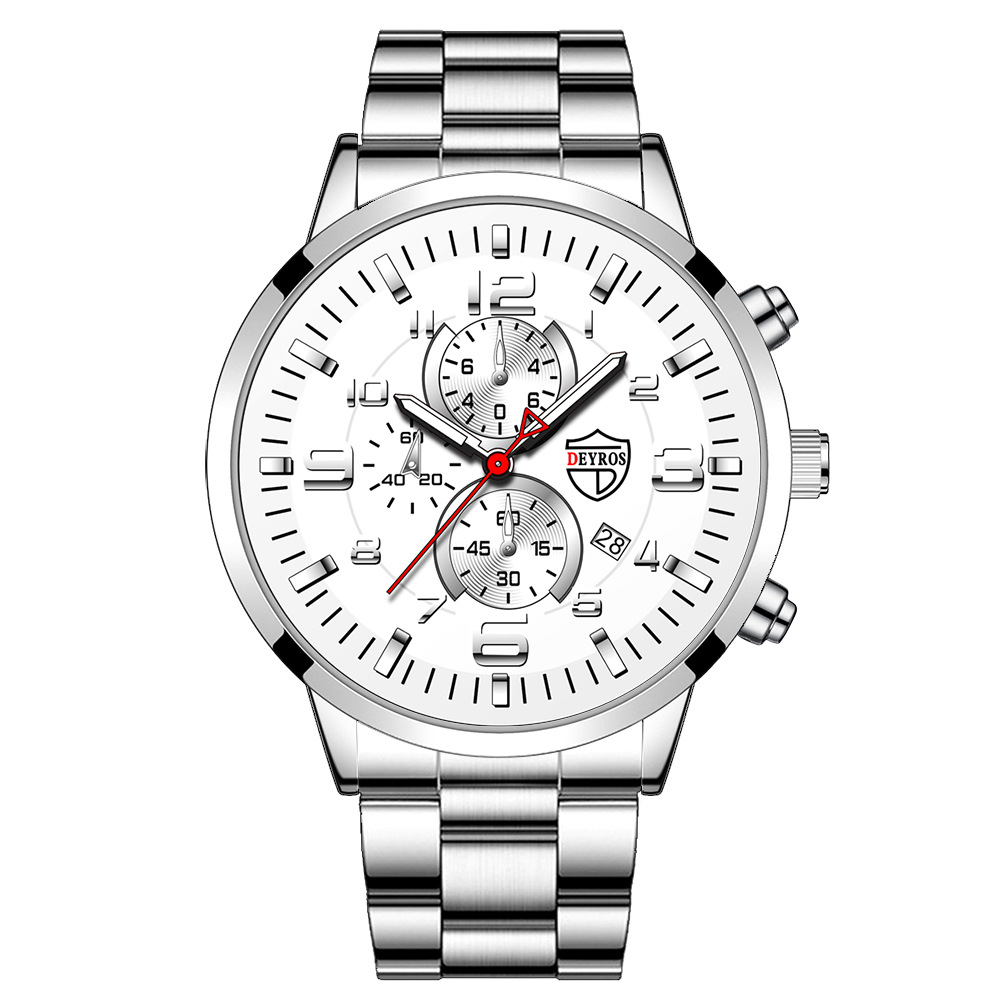 DEYROS Gold Watch Big Dial Men's Watch Middle East Explosive Luminous Calendar Steel Band Men's Watch - Image 12