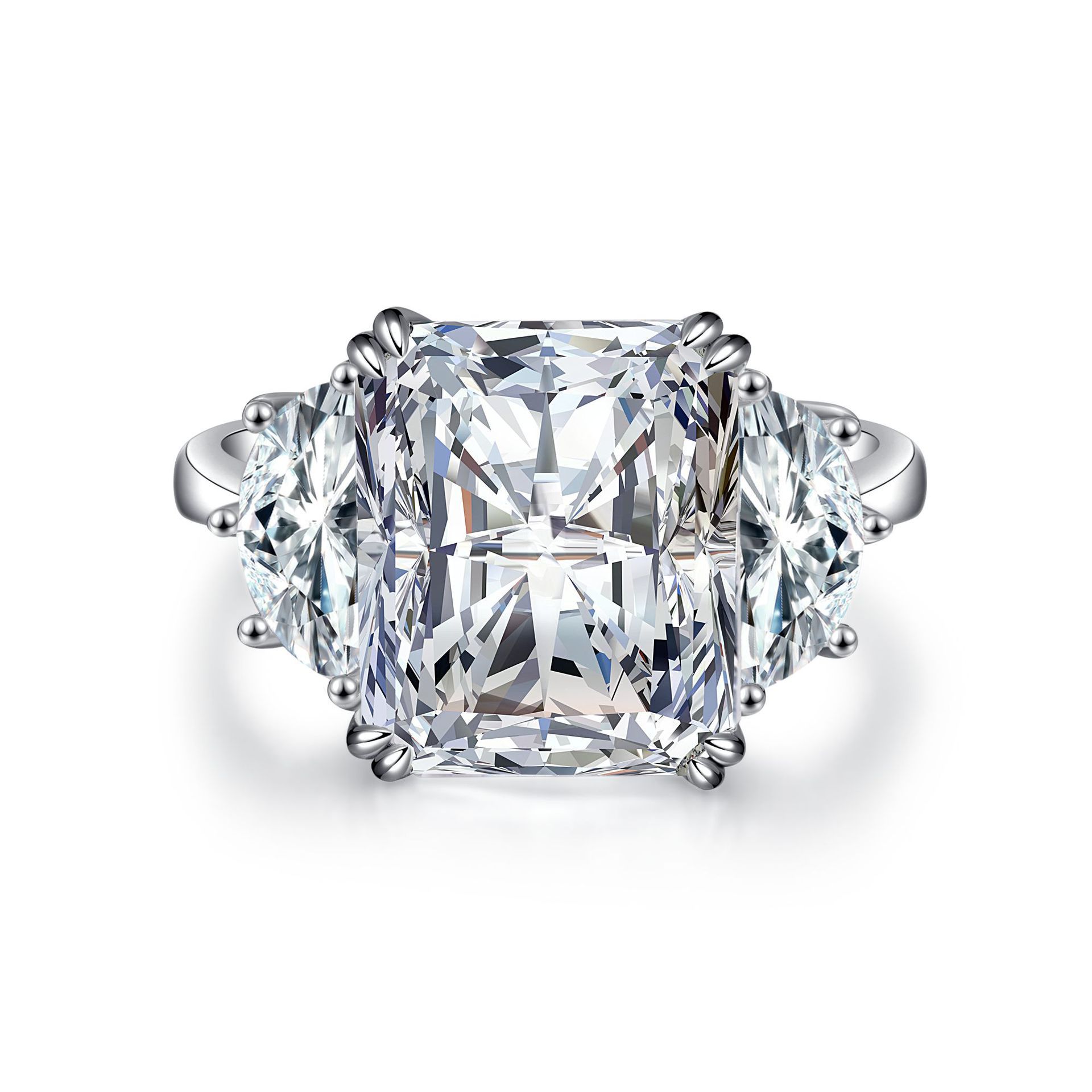S925 Sterling Silver Ring for Women, 10x12 High Carbon Diamond Ice Flower Cut Ring, Fashionable and Versatile Colored Gemstone, European and American Cross-border Wholesale - Image 8