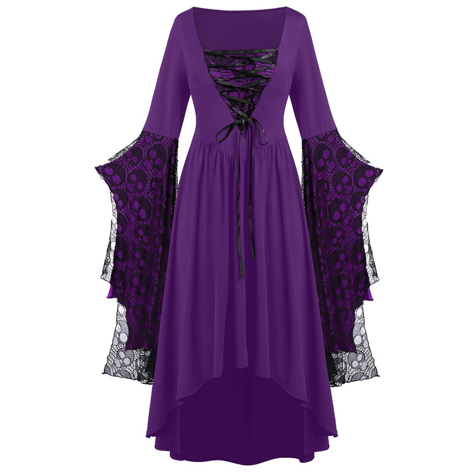 2023 Cross-border Foreign Trade Amazon Halloween European and American Costumes Skull Lace Strap Dress Hot Style Added Colors - Image 3