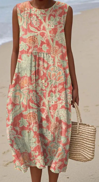 2025 European and American spring and summer new sleeveless casual printed temperament long dress slim small fresh casual dress - Image 28