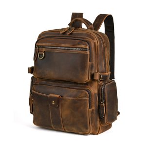 First-layer cowhide men's backpack cross-border business trip retro casual large capacity 15-inch computer bag backpack 2086