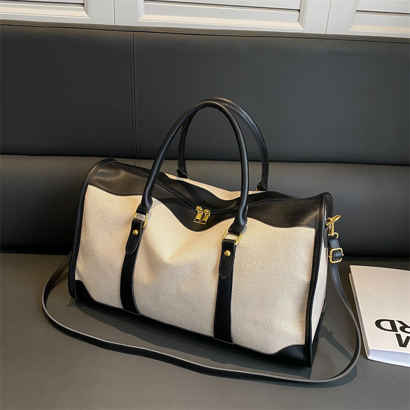 Fashion large-capacity bag women 2023 summer new canvas texture Messenger bag handbag foreign style travel bag - Image 7