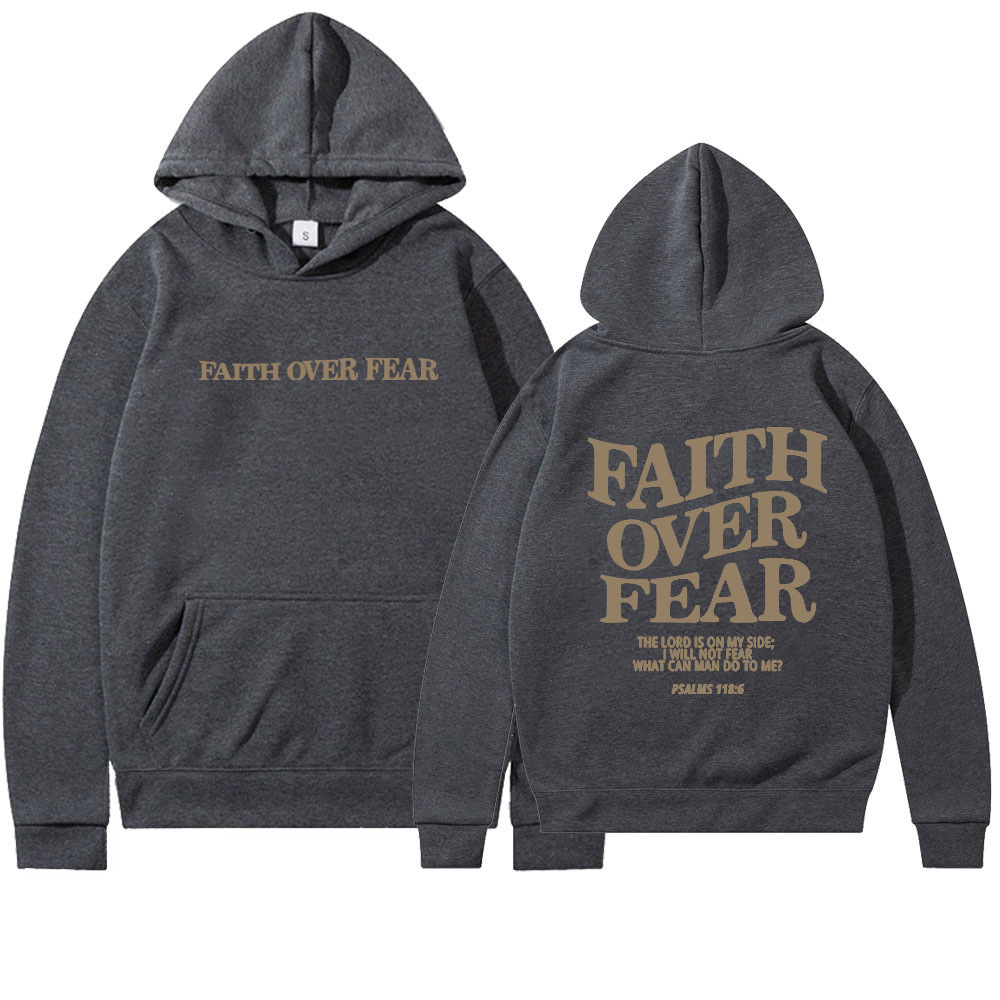 Foreign trade Amazon AliExpress new hooded long-sleeved FaithOverFear printed hooded sweatshirt - Image 15