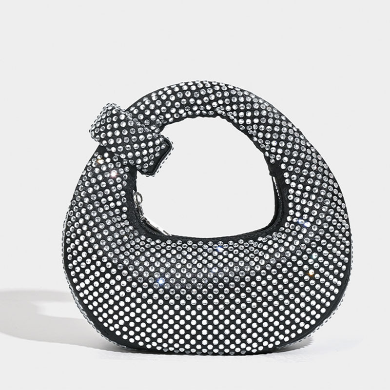 Niche design full diamond dumpling bag handbag female French lady evening bag casual all-match handbag rhinestone bag - Image 3