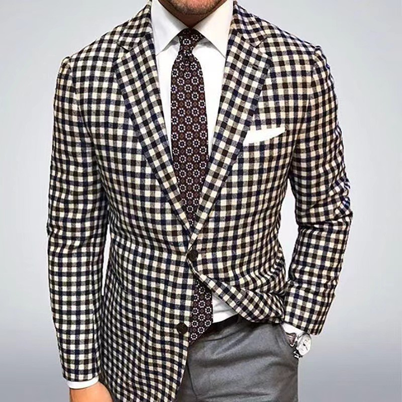 Cross-border foreign trade hot-selling spring and autumn new digital printing plaid men's casual suits and casual jackets - Image 16