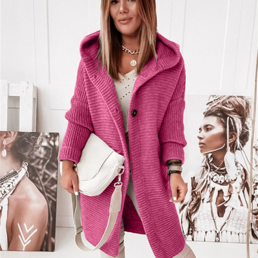 2025 New Style Hooded Knit Cardigan, Elegant and Commuting Style, Loose Fit, Plus Size, Cross-border Sweater - Image 30