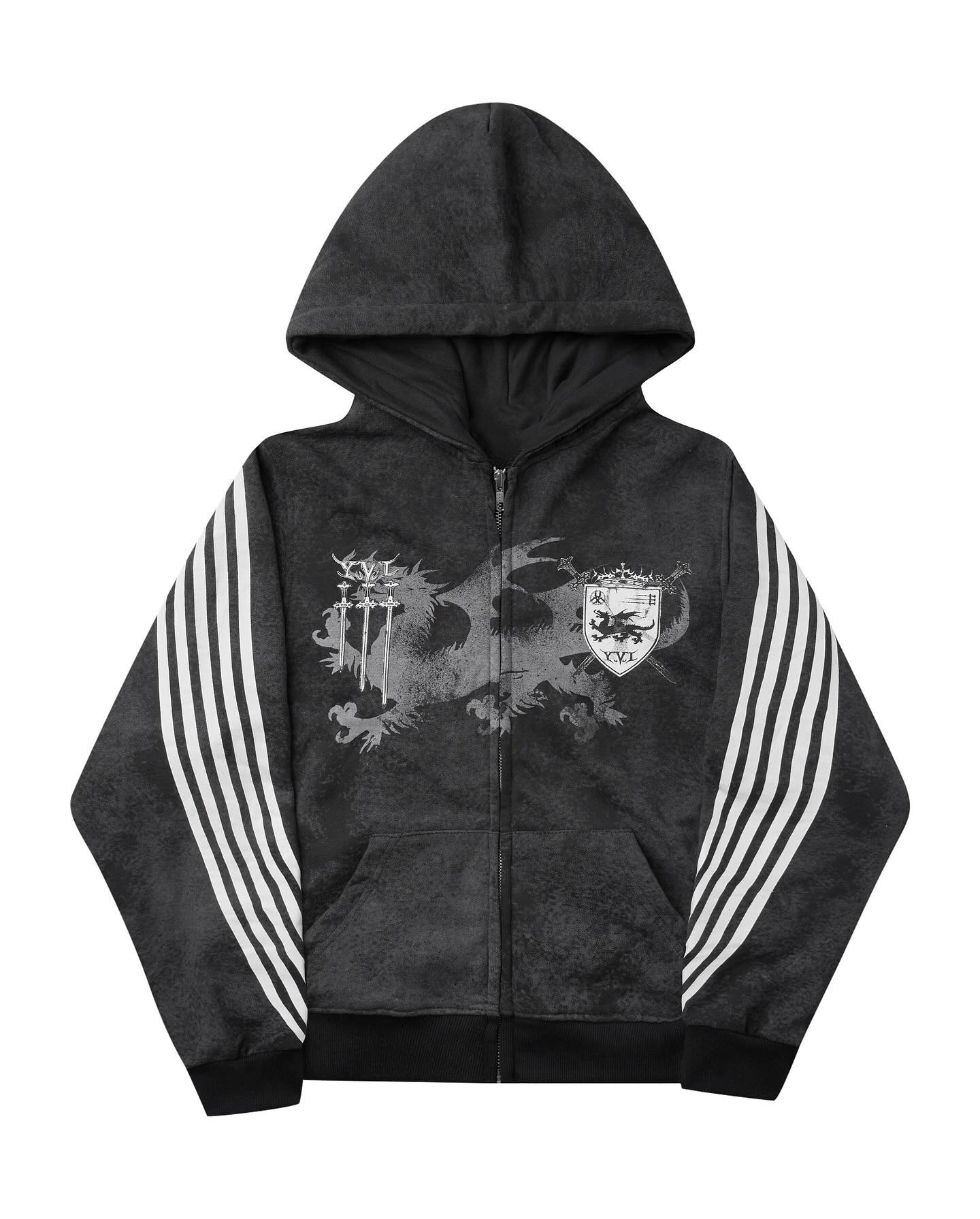European and American retro design three-stripe print hoodie, trendy streetwear style, loose fit, slim fit, unisex sweatshirt - Image 7
