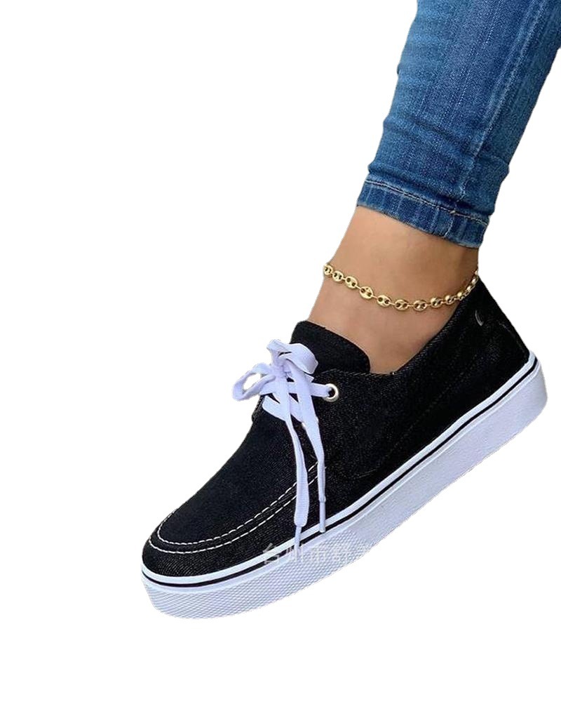 2021 Spring and Autumn Foreign Trade Large Size Canvas Shoes Lace-Up Flat Low Top Shoes Single Shoes 43 - Image 7