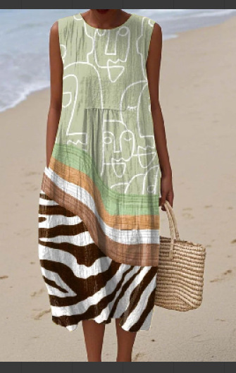 2025 European and American spring and summer new sleeveless casual printed temperament long skirt dress slim small fresh casual skirt - Image 31