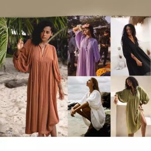 Cross-border fashion spring and autumn women's plus size loose long lantern sleeve casual sweet fresh girl style dress,