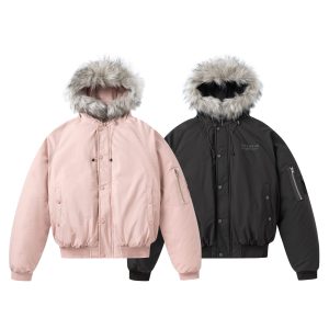 Men's Hooded Cotton-Padded Jacket with Fur Collar