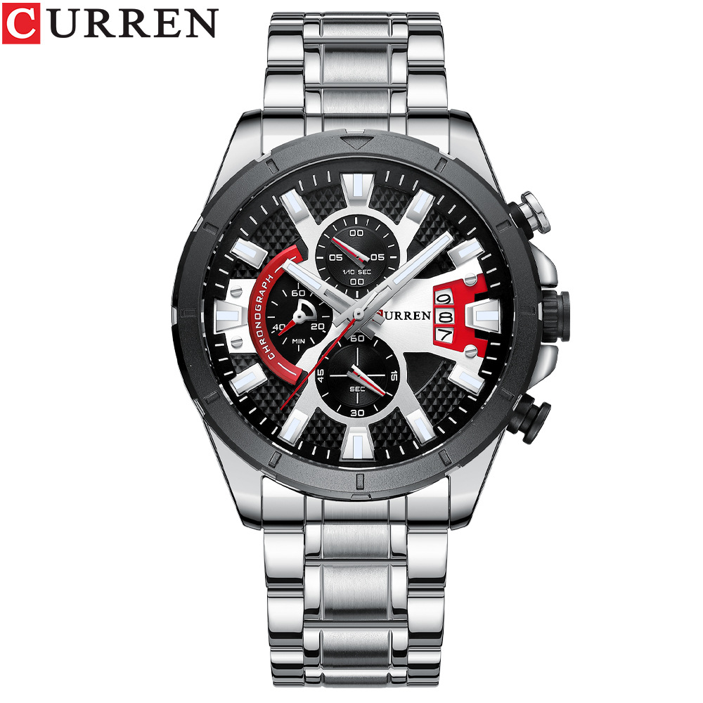 Curren/Careen 8401 Men's Watch Six Hand Watch Quartz Watch Steel Band Watch Calendar Men's Watch - Image 9
