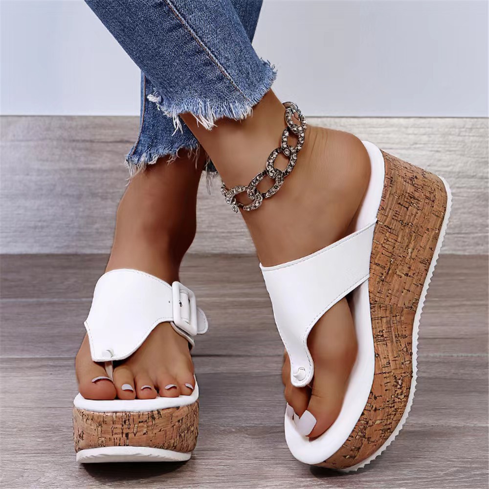 2023 summer new women's shoes foreign trade large size wish independent station wedge women's buckle sandals in stock - Image 8