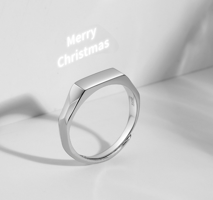 S925 Sterling Silver Projection Couple Rings, Colorfast, Unique Ins Style, Simple Design, "In the Name of Light" Couple Rings for Men and Women - Image 6