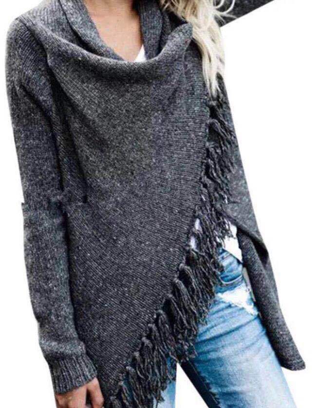 Cross-border 2023 women's clothing new AliExpress Amazon mid-length slim fashion Su diagonal style coat sweater women - Image 11