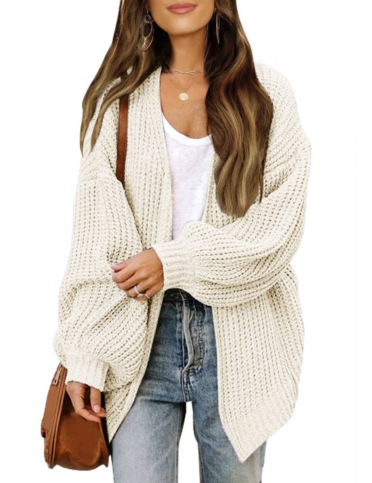 Amazon export women's lantern sleeve chunky knit cardigan 2026 autumn and winter new pocket knit sweater women's coat - Image 12