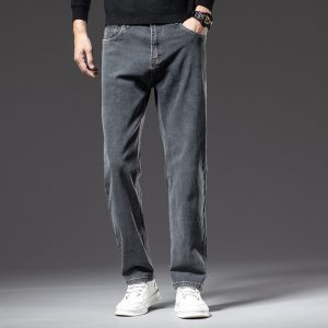 2023 Spring Straight Jeans Men's Mid-Rise Quality Comfortable Pants Men's Elastic Loose All-match Pants Men