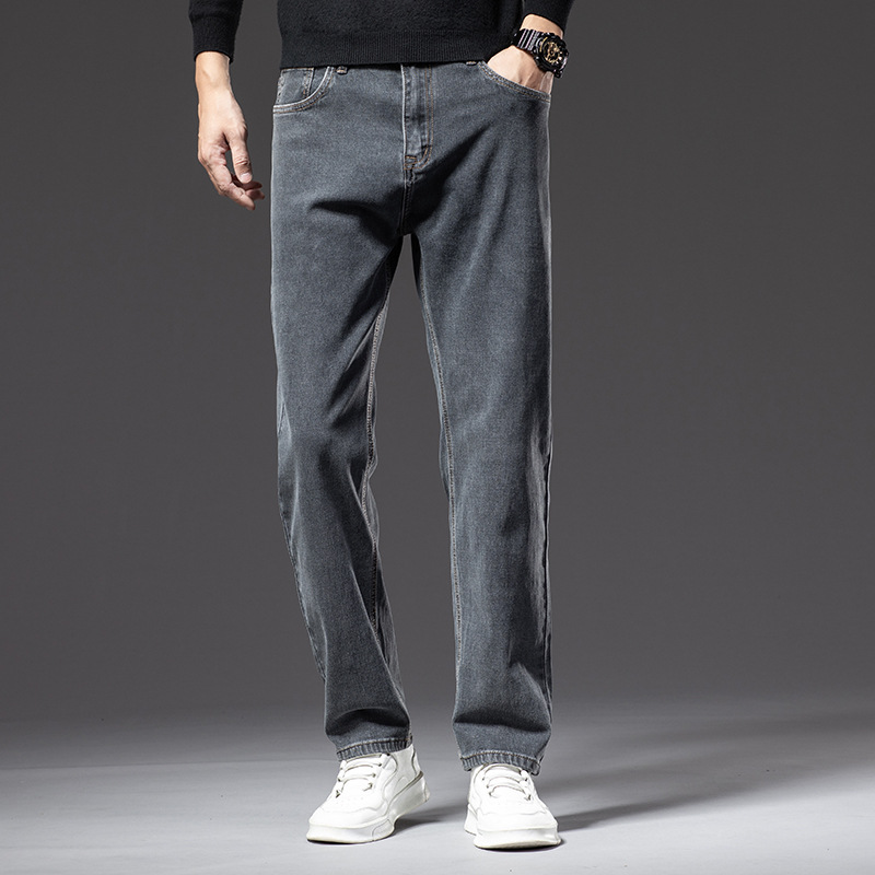 2023 Spring Straight Jeans Men's Mid-Rise Quality Comfortable Pants Men's Elastic Loose All-match Pants Men