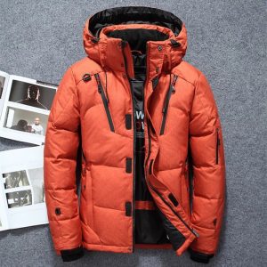 Cross-border men's short-sleeved winter coat with detachable hood, thickened and stylish down jacket for young people.