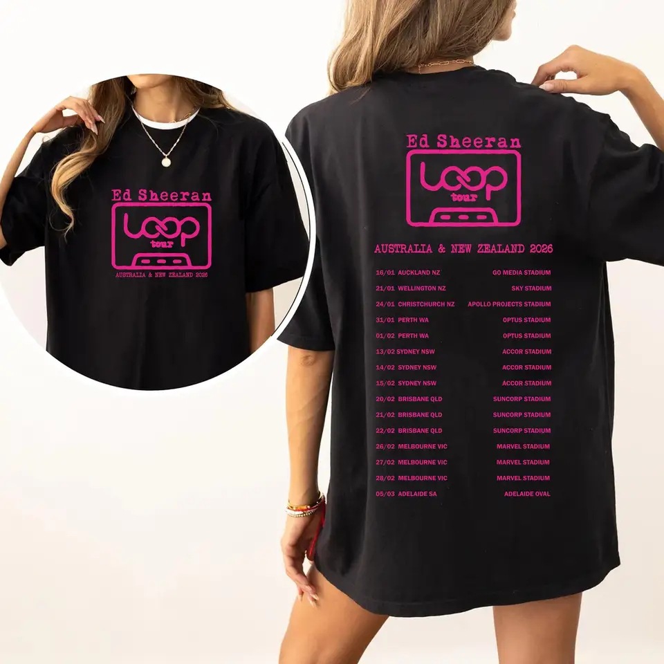 Ed Sheeran Loop Tour Australia 2026 Tour merchandise T-shirt, unisex style for fans. - Image 3