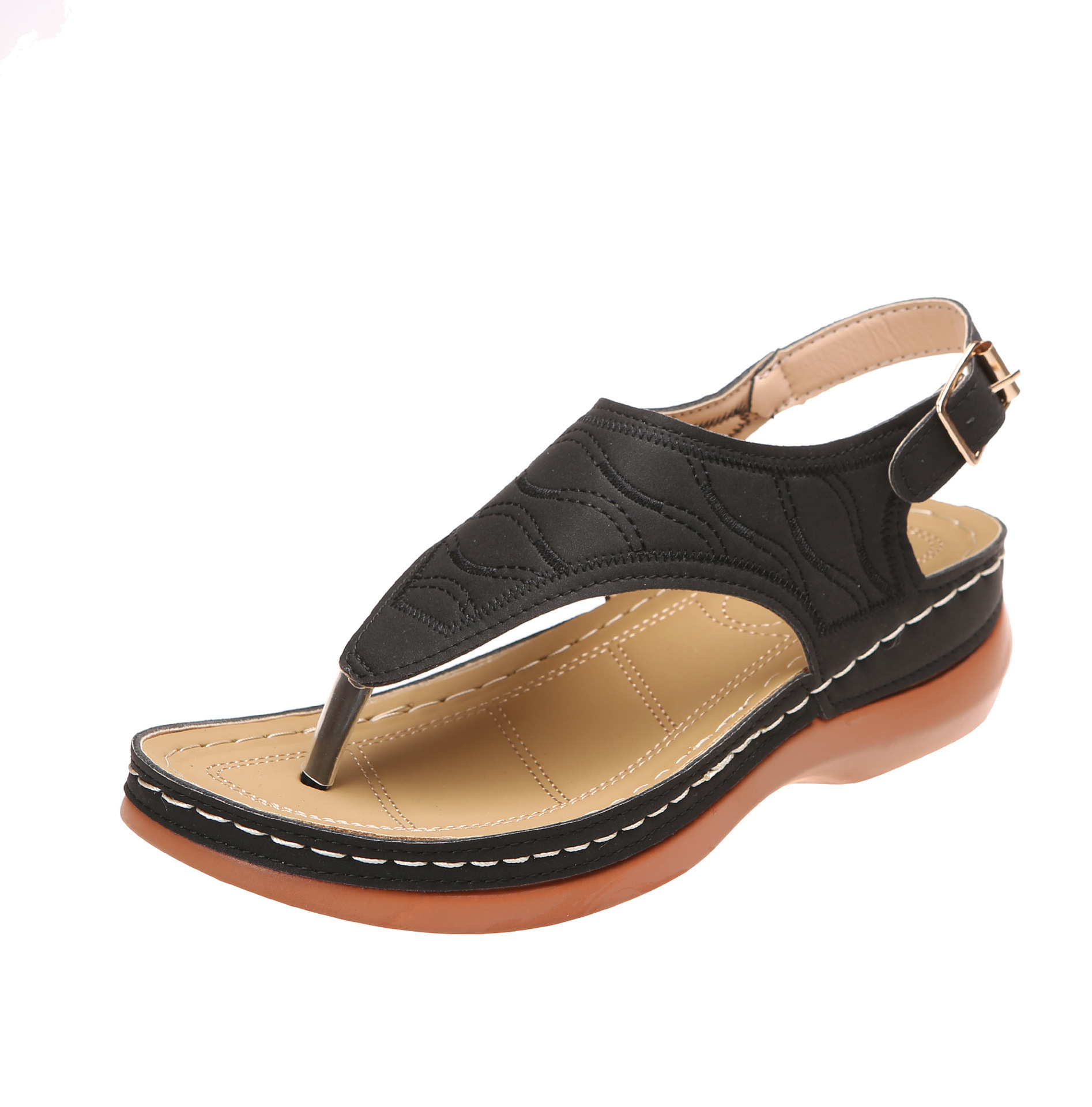 wish cross-border spot women's shoes 2021 new Roman style buckle strap women's sandals foreign trade 43 large size sandals - Image 2