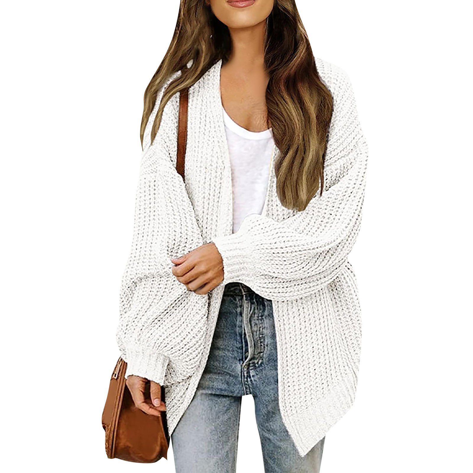 Amazon export women's lantern sleeve chunky knit cardigan 2026 autumn and winter new pocket knit sweater women's coat - Image 8