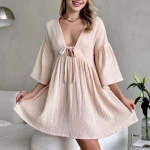 Womens Cotton Pajamas with Three-Quarter Sleeves