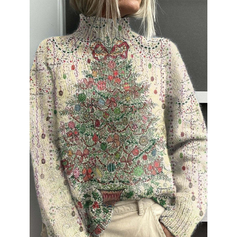 New Christmas Abstract Print Casual Cape Cardigan Sweater for Foreign Trade and Cross-Border - Image 15