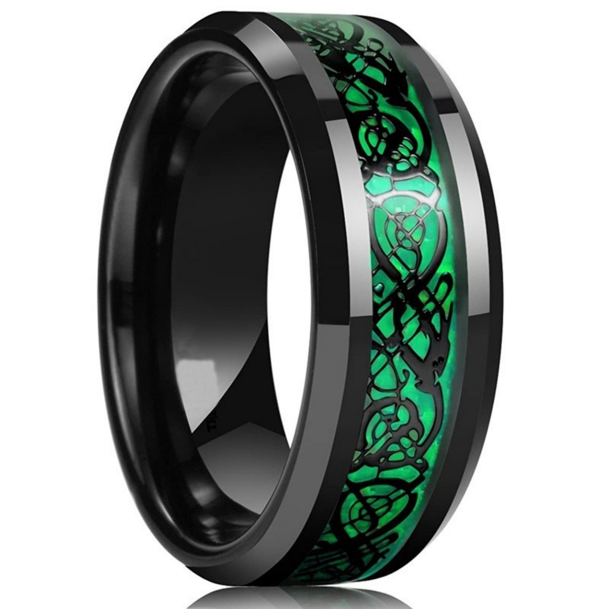 Hot-selling cross-border e-commerce products: fashionable red and blue gemstone women's rings, European and American style stainless steel dragon pattern men's couple rings. - Image 13