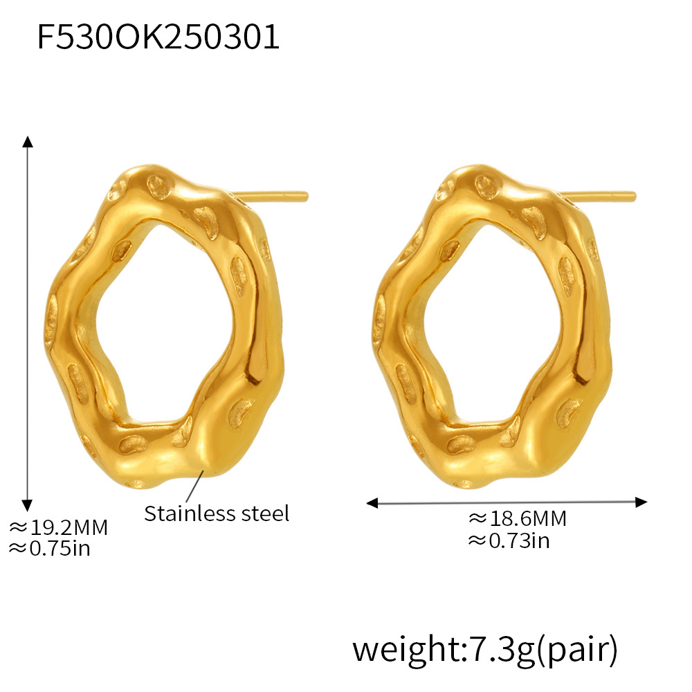 Sugar cube personalized minimalist geometric irregular earrings and rings, stainless steel gold-plated jewelry for women, colorfast. - Image 7