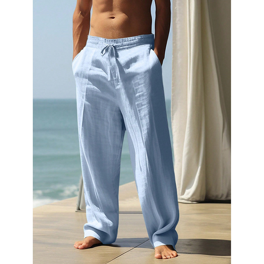 TIMU Men's Casual Linen Pants, Cotton Linen, Loose Fit, Breathable Long Pants, Available for Spot Import, Cross-Border, Independent Websites, Wish, AliExpress. - Image 16