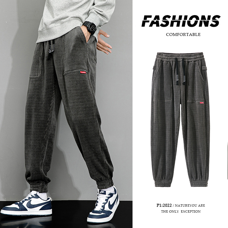 JYF-G50 men's large size autumn tide brand loose and fat to increase all-match wide-leg men's sports casual sweatpants - Image 3