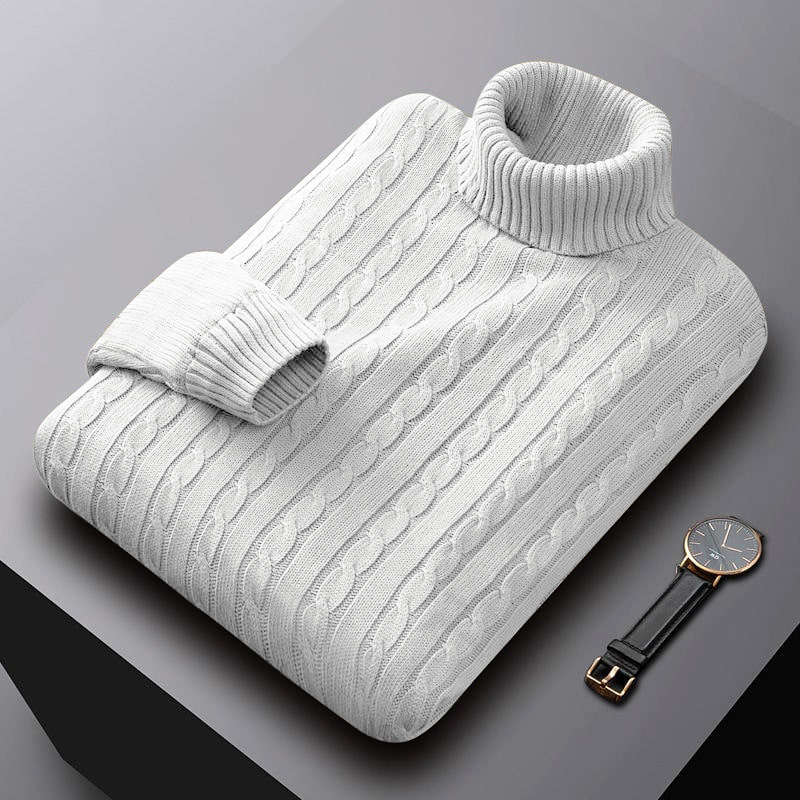 Foreign trade solid color sweater men's turtleneck jacket trendy Korean version loose plus size casual all-match knitted pullover - Image 17