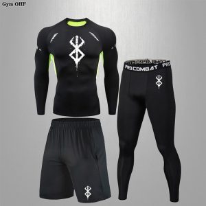 Anime Berserk Guts popular tights 3-piece suit men's sportswear quick-drying breathable gym