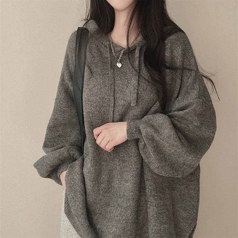 Large size fat mm lazy style hooded sweater loose sweater female 2024 new style hot style slimming belly covering top autumn - Image 2