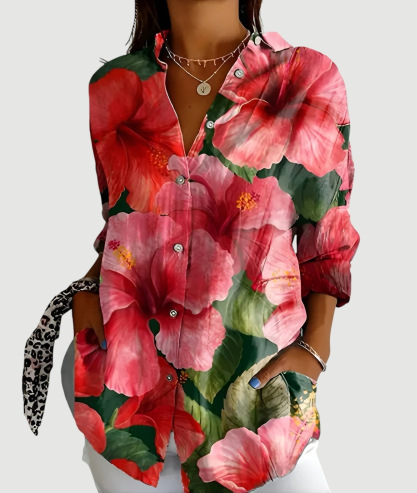 2024 New Women's Long Shirt, Summer European and American Trendy Short-Sleeve Floral Print 3D Short Sleeve Fashion - Image 36
