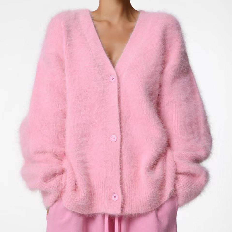 2026 Cross-Border Hot Selling Spring and Autumn Faux Mink Cardigan Women's Loose-fitting Sweater Coat Soft Long-Sleeved Knitwear - Image 20