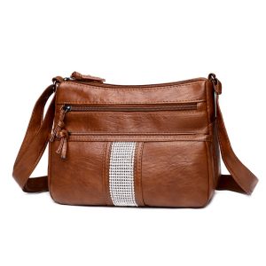 Bag women's new shoulder bag messenger bag multi-layer large-capacity female net celebrity diamond-encrusted soft leather feeling out mother bag