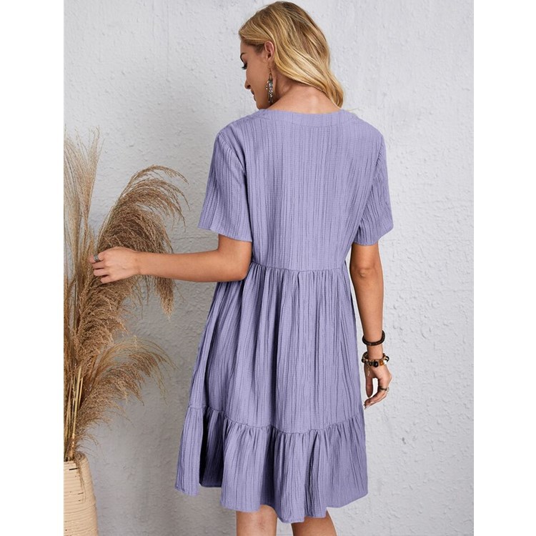 2022 cross-border foreign trade European and American women's clothing Amazon hot summer loose casual short-sleeved waist elegant dress