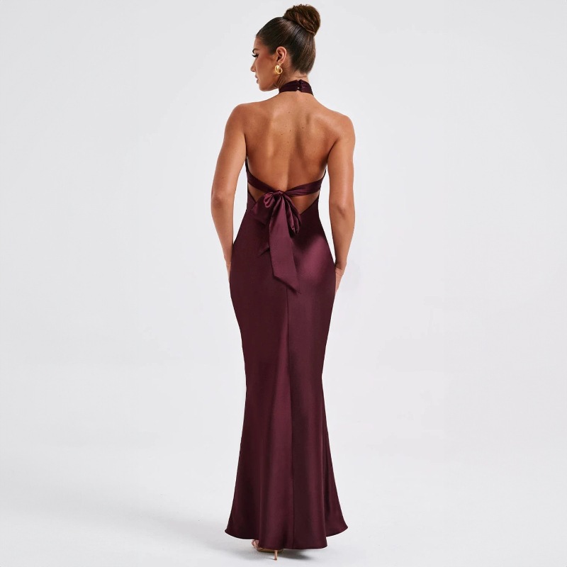 European and American dress 2025 summer new style fashion temperament backless strappy satin sleeveless slim dress skirt - Image 5